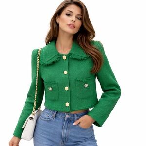 Keiko Emerald Green Textured Jacket – Seoul Boutique Find